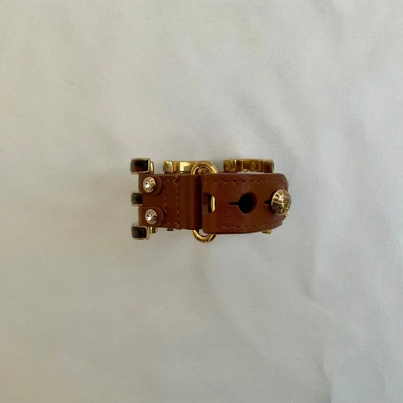 Henri Bendel Logo Cuff Bracelet Vintage Goldtone,  Tortoise & Rhinstone - Picture 5 of 7